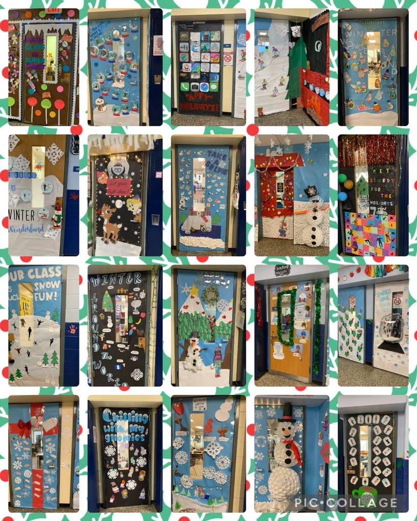 Winter decorated doors