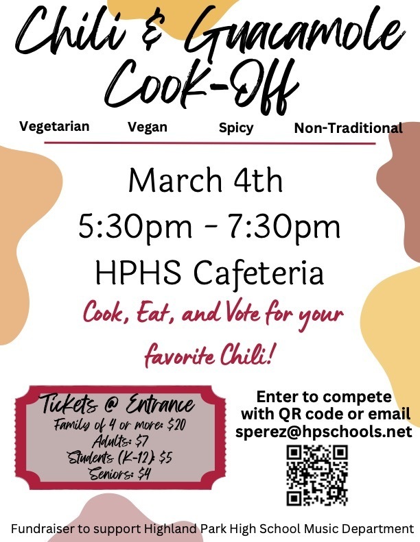 Flyer for the High School Music Department's Chili Cook Off